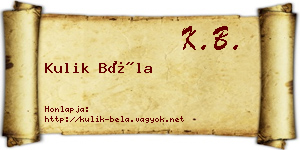 Kulik Béla névjegykártya